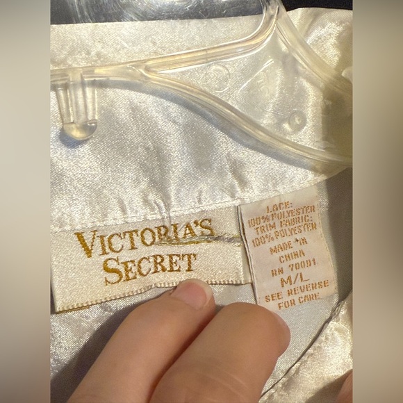 Vintage 1980s Victoria's Secret Ivory Lace Silk Sheer Button Up Bridal Lingerie - Picture 3 of 9